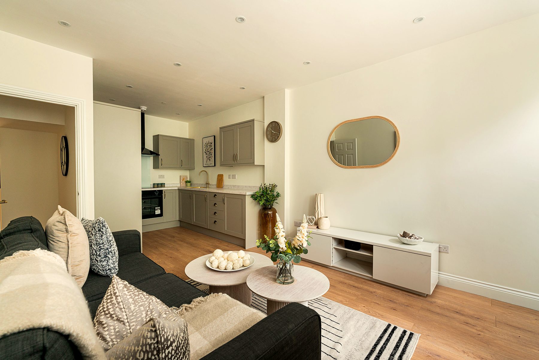 Lounge flowing into the open-plan kitchen