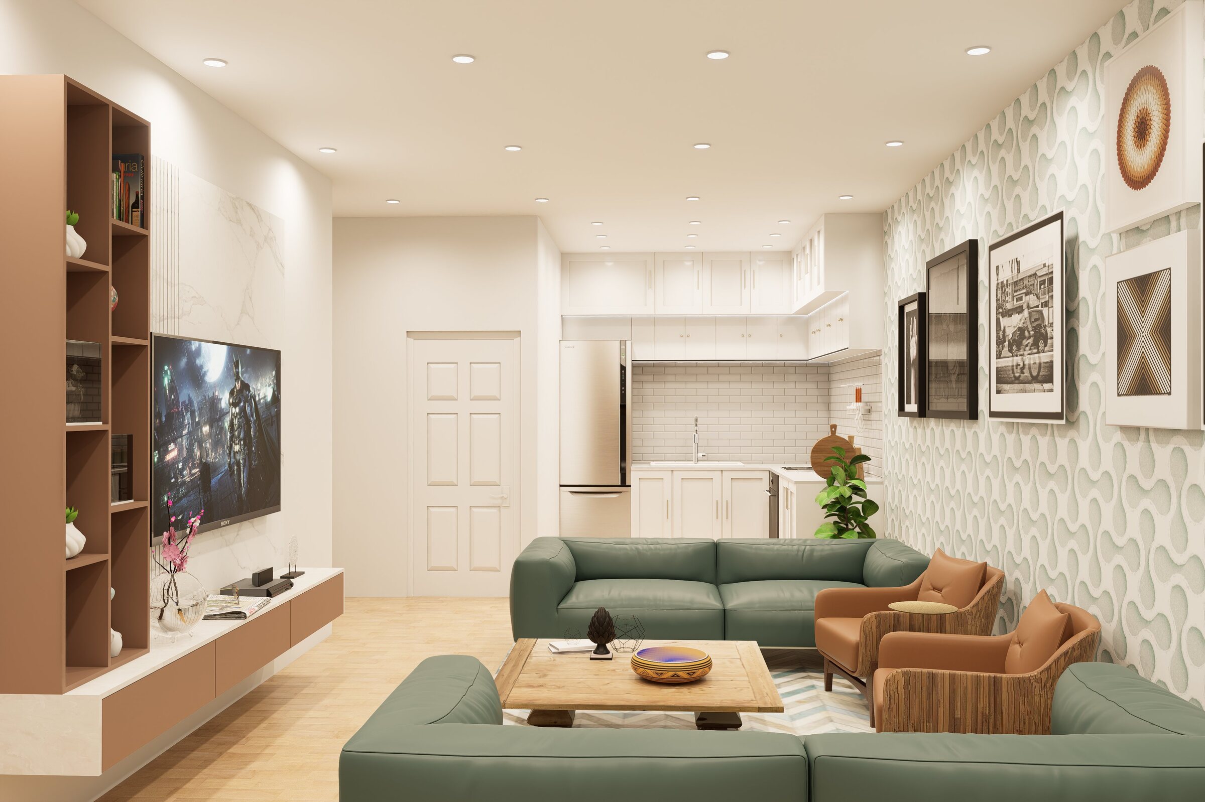 Open-plan living and kitchen inside the Wandsworth Freehold Flat (SW18)